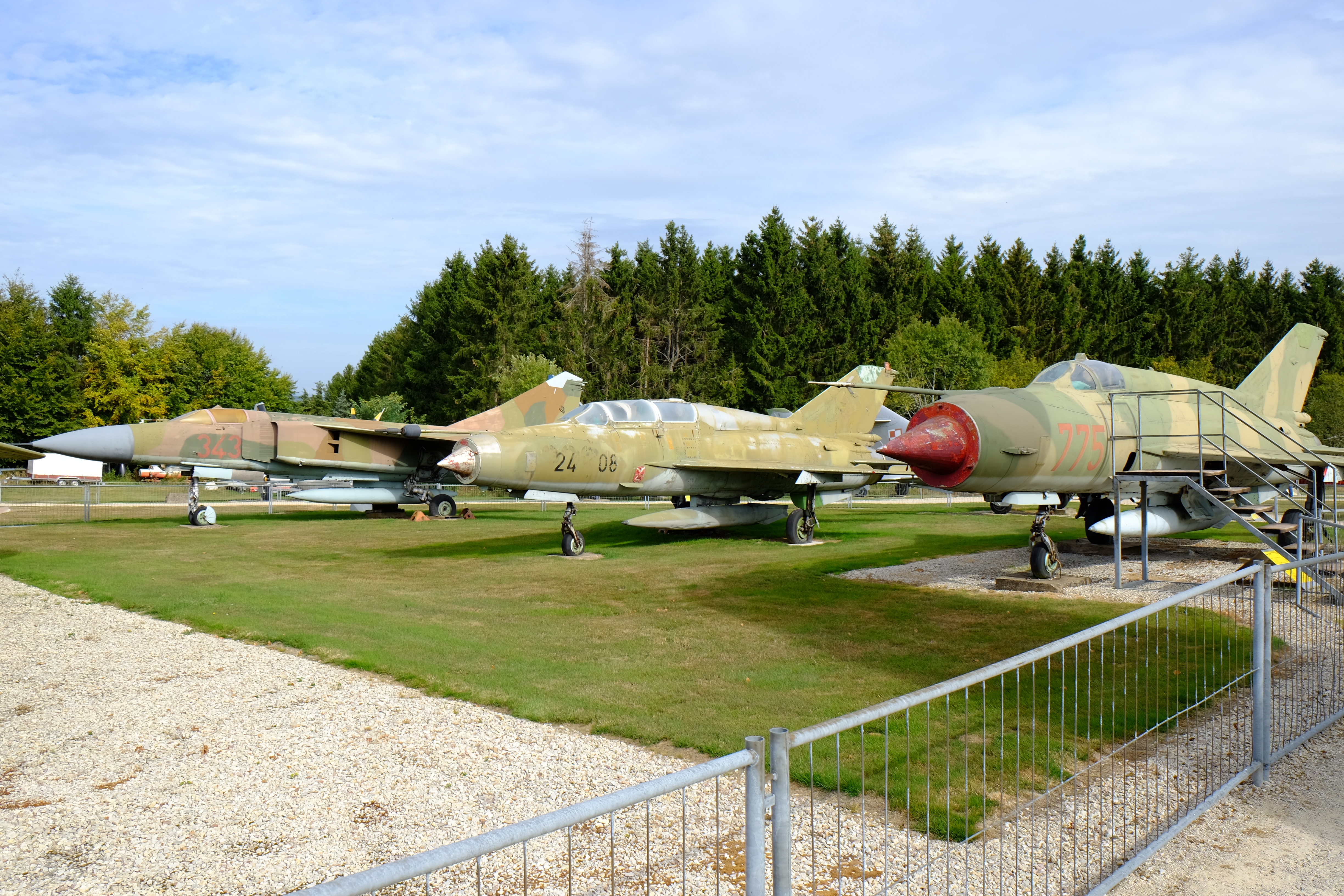 Old Russian Jet Fighters in Hermeskeil Aircraft Museum in Germany, Mig21, Mig23, Su-22