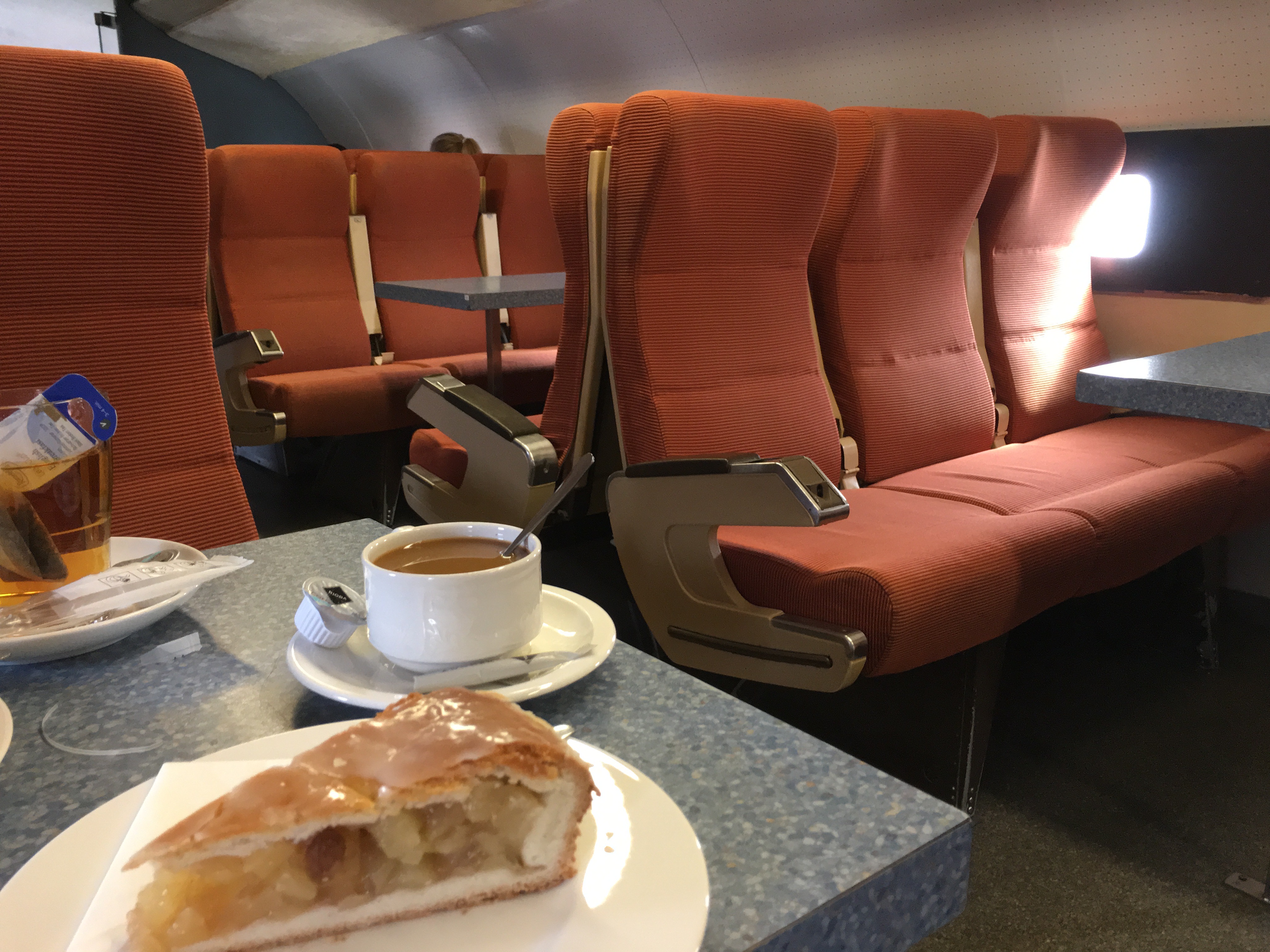 Inside view of Cafe in the Concorde Replica in Hermeskeil Aircraft Museum in Germany