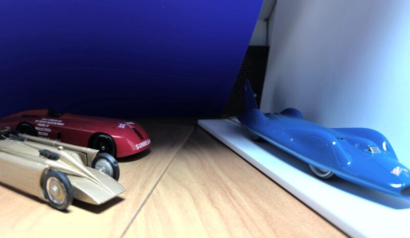 速度記録車サンビーム1000HPとゴールデンアローとブルーバードCN7の1/43ミニカー